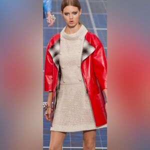 Chanel Red Leather Women's Jacket, S